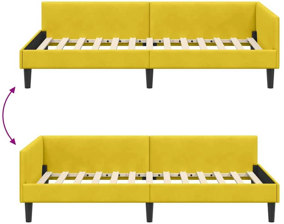 Lova Kampinė lovos konstrukcija Geltona 90 cm x 200 cm Aksomas