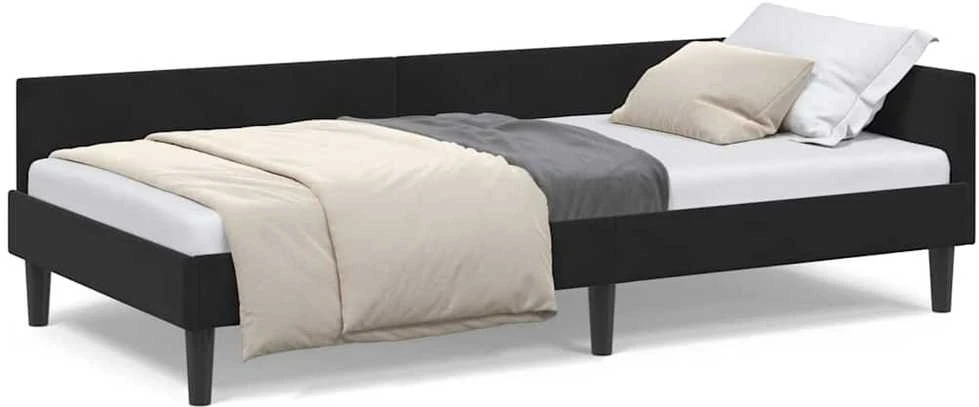 Lova Kampinė lovos konstrukcija Juodas 100 cm x 200 cm Aksomas