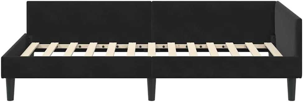 Lova Kampinė lovos konstrukcija Juodas 90 cm x 200 cm Aksomas