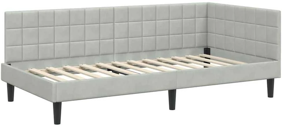 Lova Kampinė lovos konstrukcija Šviesiai pilka 90 cm x 190 cm