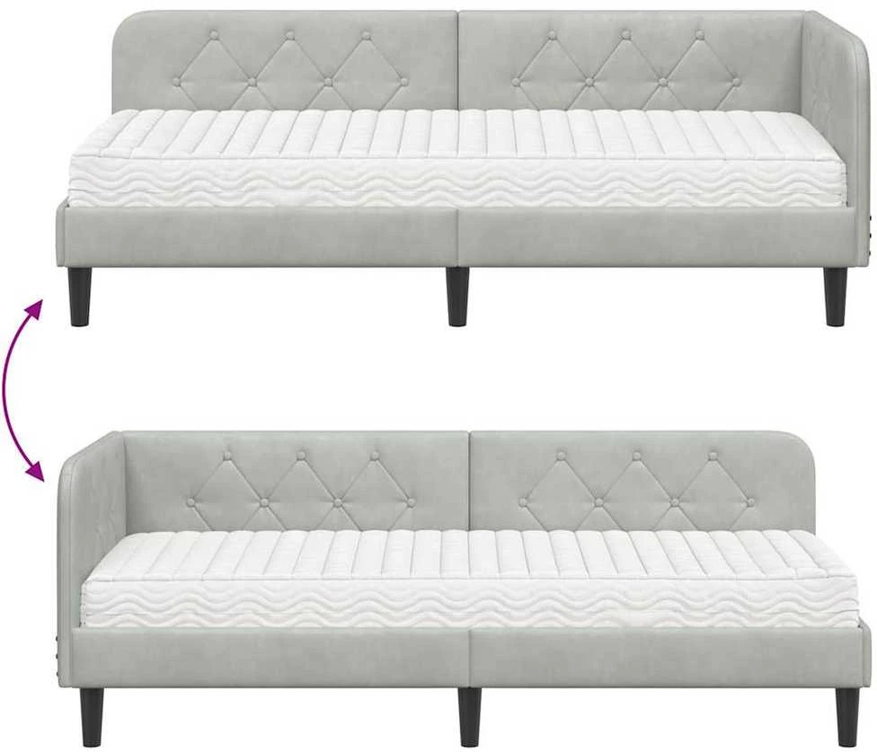 Lova Kampinė lovos konstrukcija Šviesiai pilka 80 x 200 cm Aksomas