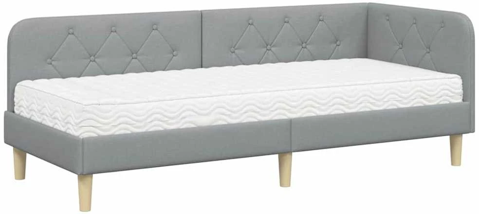 Lova Kampinė lovos konstrukcija Šviesiai pilka 80 x 200 cm audinys