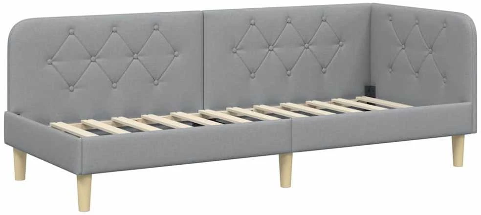 Lova Kampinė lovos konstrukcija Šviesiai pilka 80 x 200 cm audinys