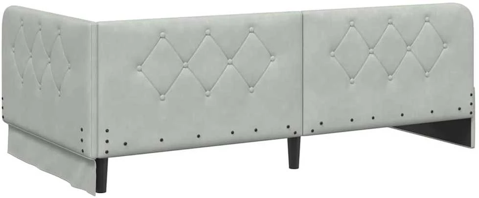 Lova Kampinė lovos konstrukcija Šviesiai pilka 100 x 200 cm Aksomas