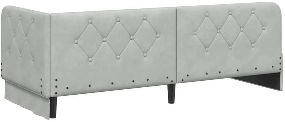 Lova Kampinė lovos konstrukcija Šviesiai pilka 80 x 200 cm Aksomas