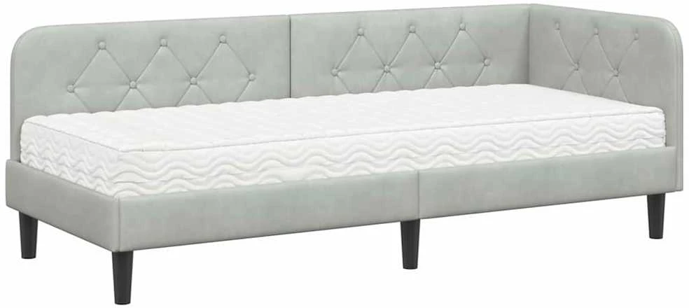 Lova Kampinė lovos konstrukcija Šviesiai pilka 80 x 200 cm Aksomas
