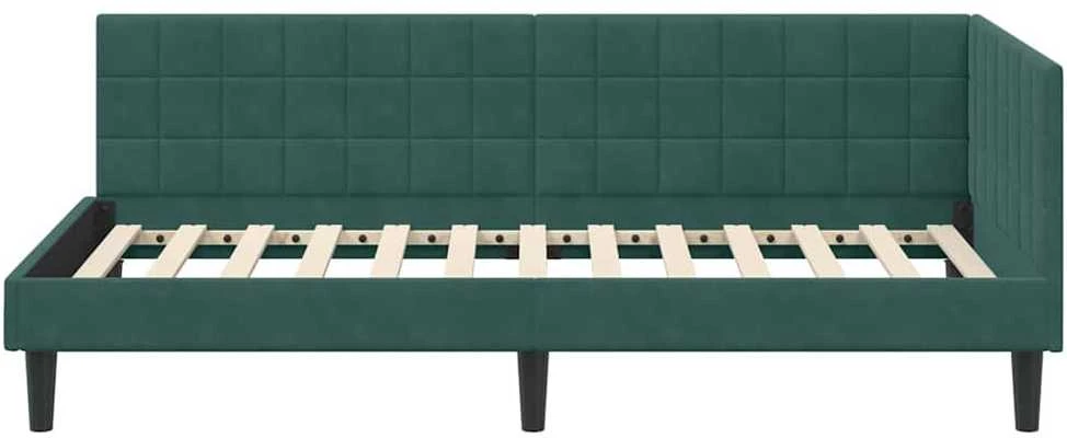 Lova Kampinė lovos konstrukcija Tamsiai žalia 90 cm x 200 cm Aksomas
