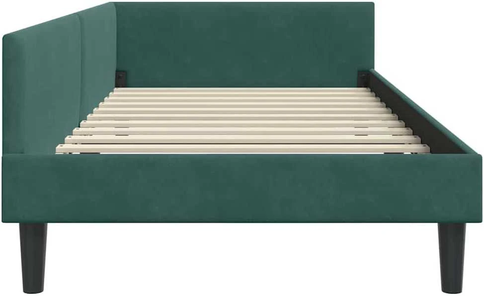 Lova Kampinė lovos konstrukcija Tamsiai žalia 90 cm x 200 cm Aksomas