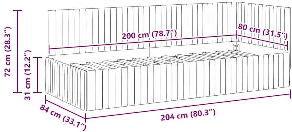 Lova Kampinė lovos konstrukcija Tamsiai žalia 80 cm x 200 cm Aksomas