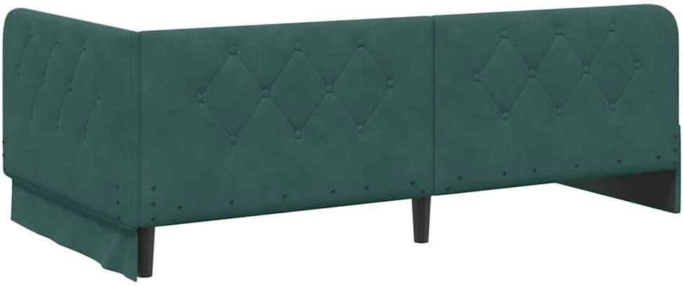 Lova Kampinė lovos konstrukcija Tamsiai žalia 90 x 190 cm Aksomas