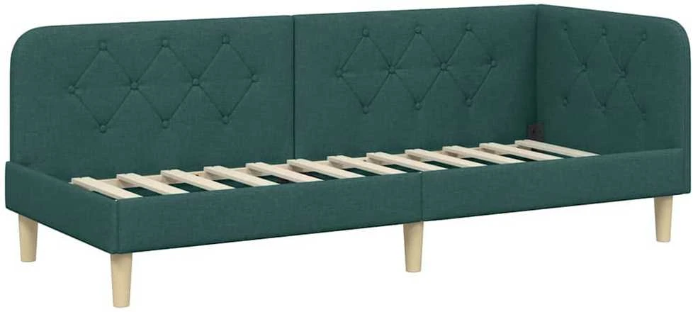 Lova Kampinė lovos konstrukcija Tamsiai žalia 80 x 200 cm audinys