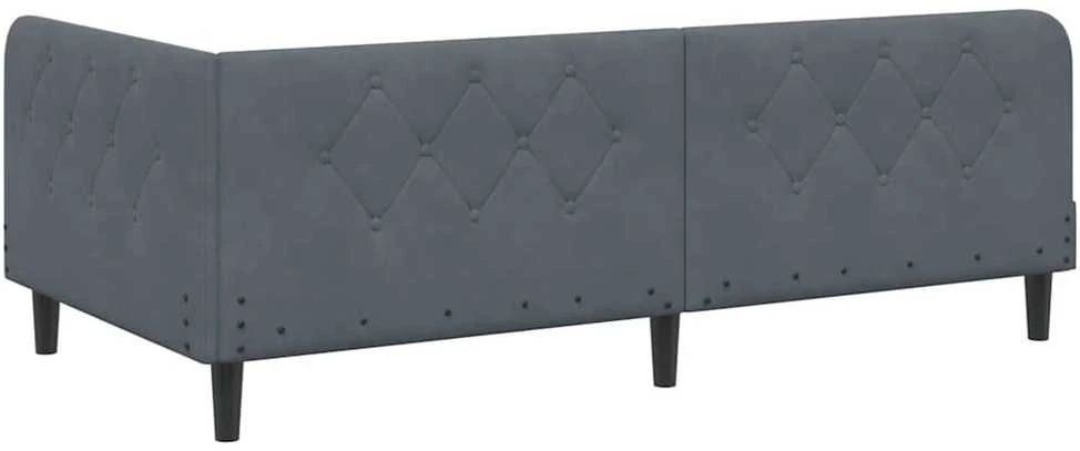 Lova Kampinė lovos konstrukcija Tamsiai pilka 90 x 190 cm Aksomas