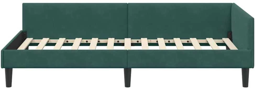 Lova Kampinė lovos konstrukcija Tamsiai žalia 90 cm x 200 cm Aksomas