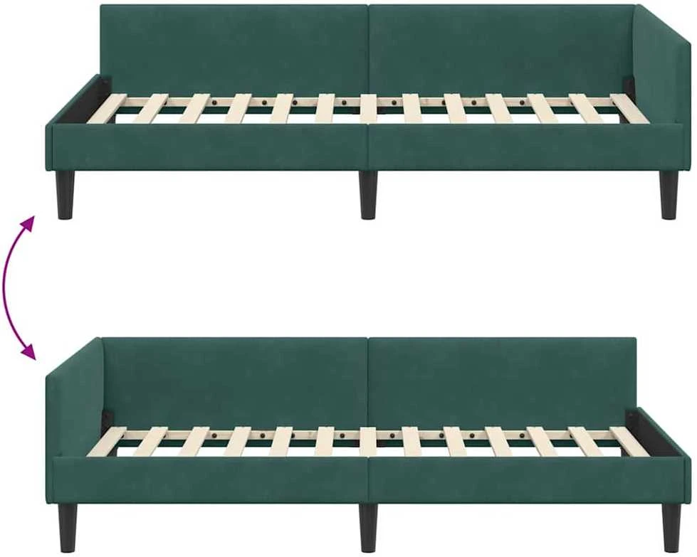 Lova Kampinė lovos konstrukcija Tamsiai žalia 90 cm x 190 cm Aksomas