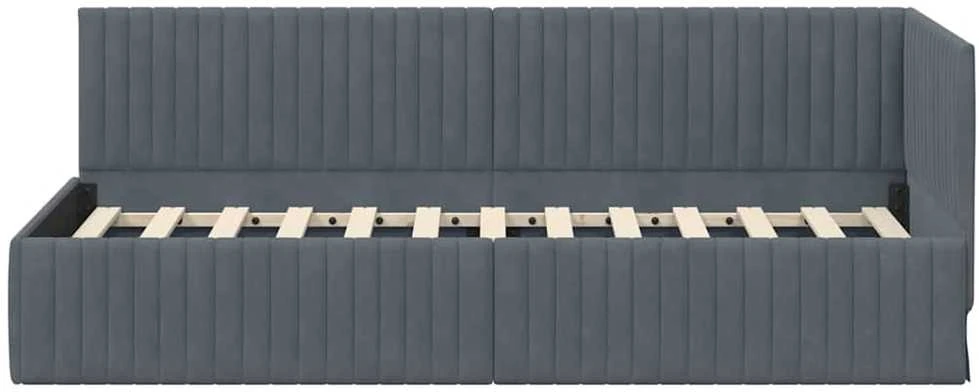 Lova Kampinė lovos konstrukcija Tamsiai pilka 80 cm x 200 cm Aksomas