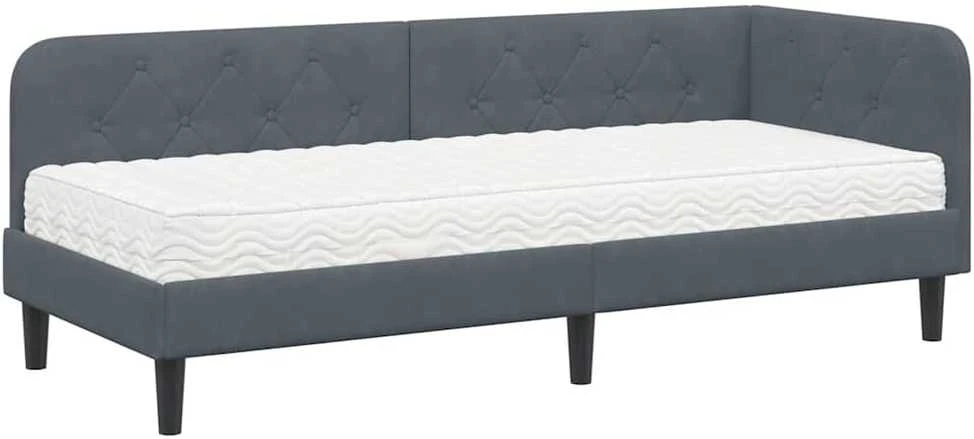 Lova Kampinė lovos konstrukcija Tamsiai pilka 80 x 200 cm Aksomas