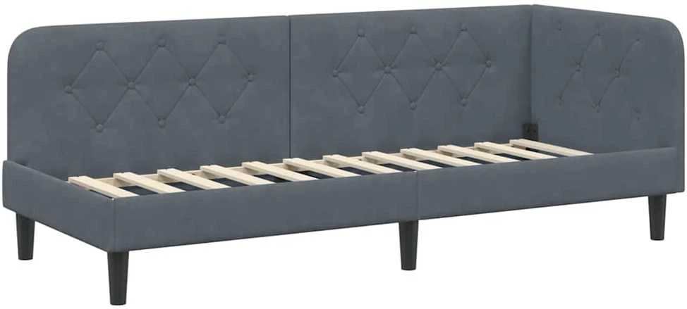 Lova Kampinė lovos konstrukcija Tamsiai pilka 80 x 200 cm Aksomas