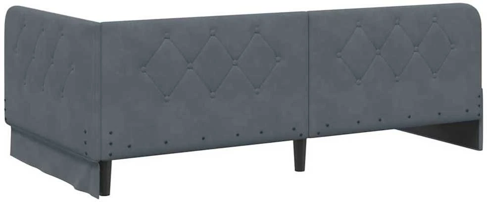 Lova Kampinė lovos konstrukcija Tamsiai pilka 100 x 200 cm Aksomas