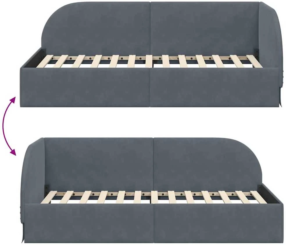Lova Kampinė lovos konstrukcija Tamsiai pilka 80 cm x 200 cm Aksomas