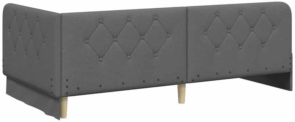 Lova Kampinė lovos konstrukcija Tamsiai pilka 90 x 200 cm audinys