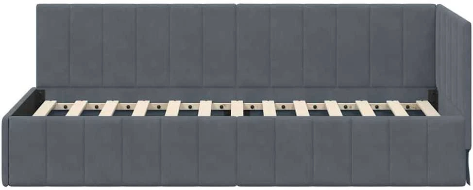 Lova Kampinė lovos konstrukcija Tamsiai pilka 80 cm x 200 cm Aksomas
