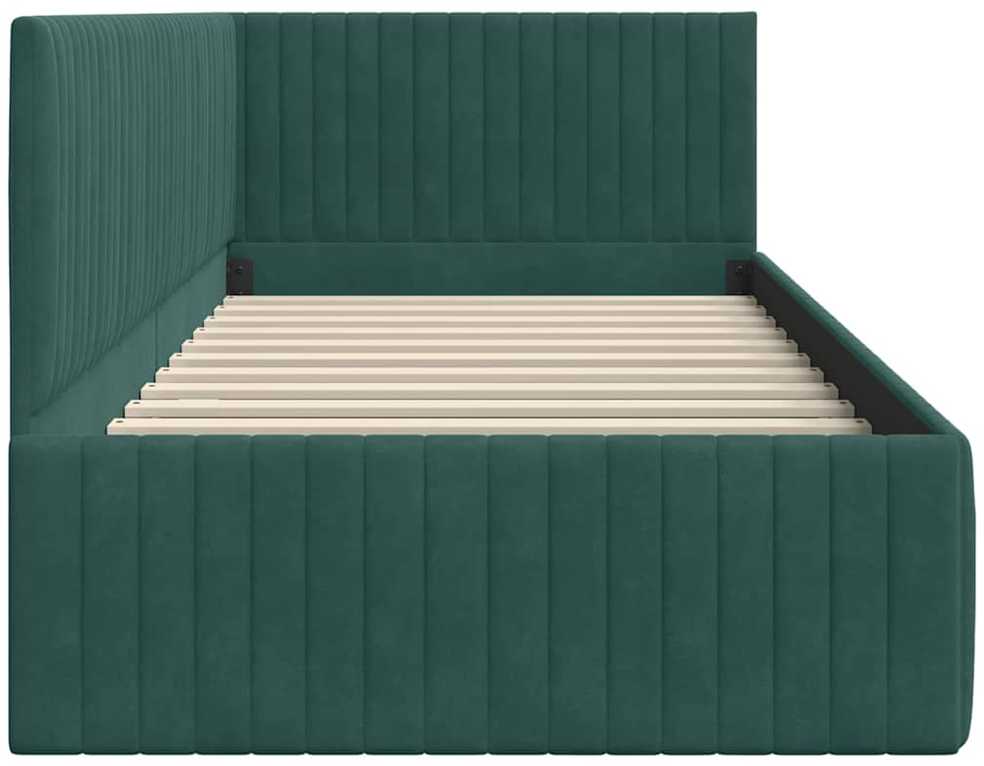 Lova Kampinė lovos konstrukcija Tamsiai žalia 90 cm x 200 cm Aksomas