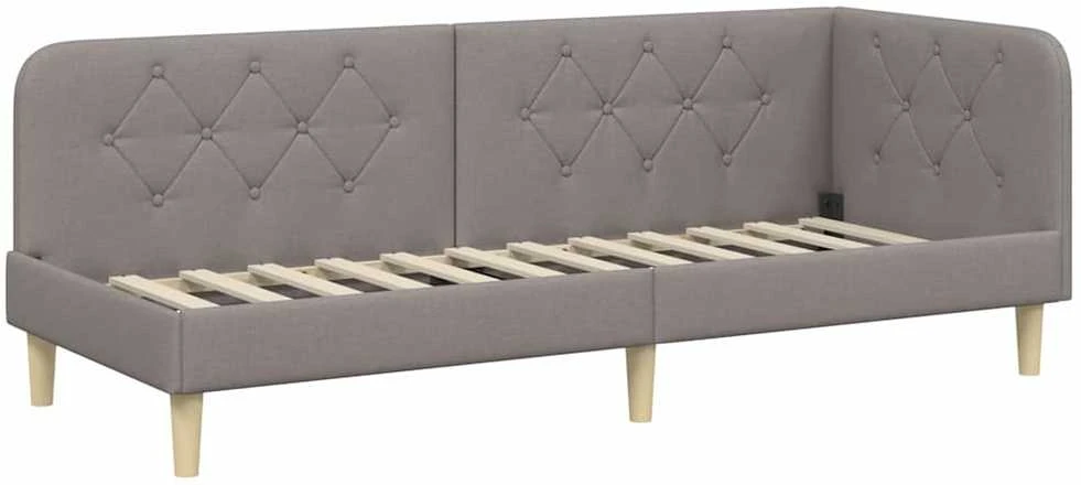 Lova Kampinė lovos konstrukcija Taupe 80 x 200 cm audinys