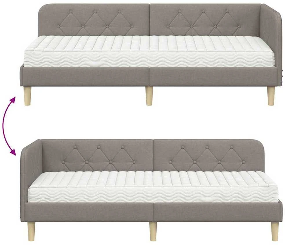 Lova Kampinė lovos konstrukcija Taupe 80 x 200 cm audinys