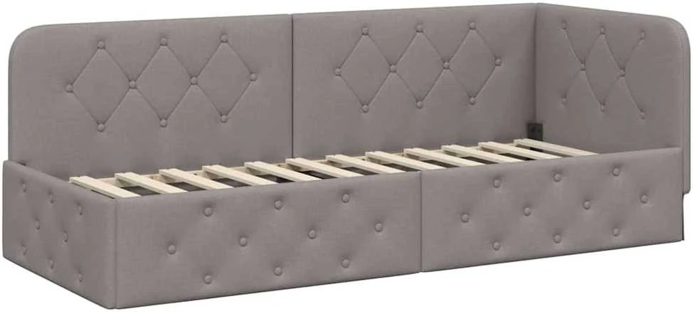 Lova Kampinė lovos konstrukcija Taupe 80 x 200 cm audinys