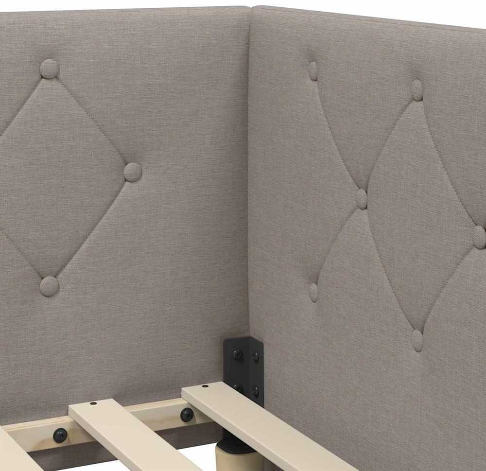 Lova Kampinė lovos konstrukcija Taupe 90 x 200 cm audinys