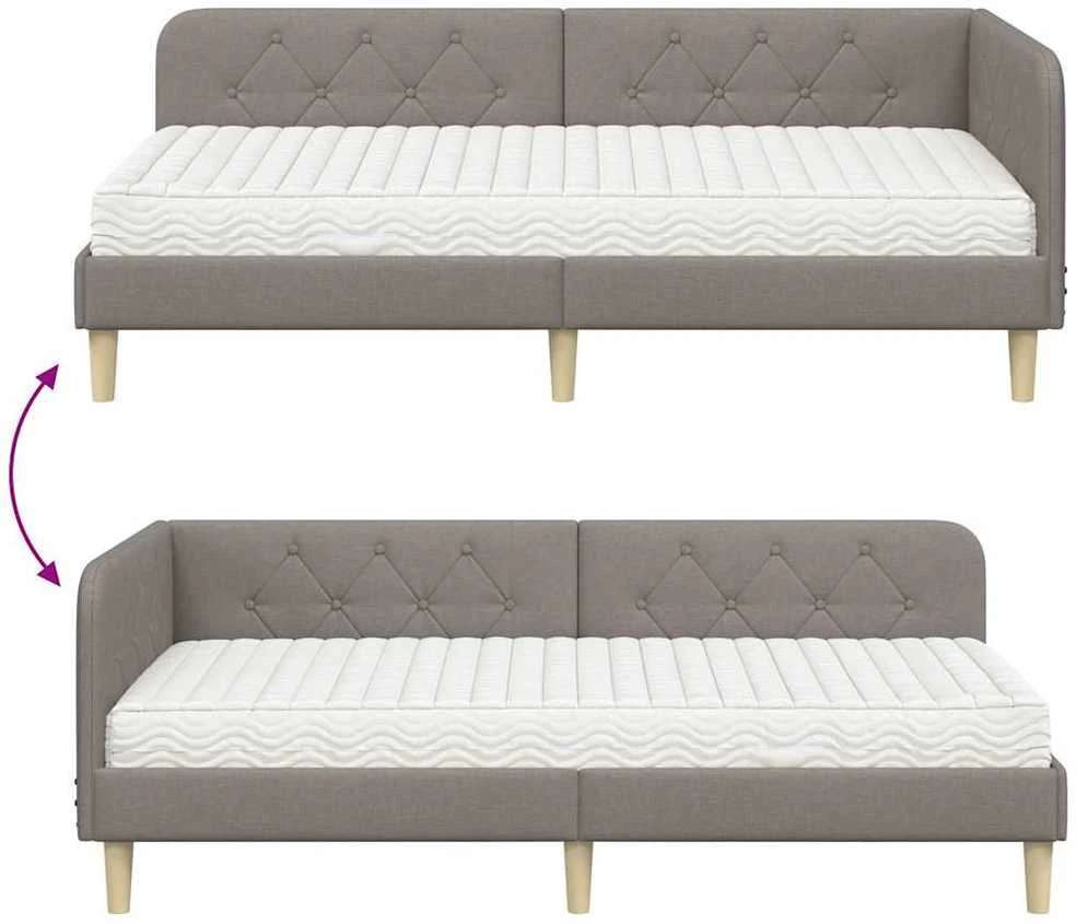 Lova Kampinė lovos konstrukcija Taupe 90 x 190 cm audinys