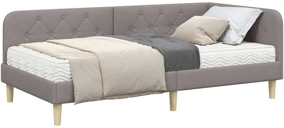 Lova Kampinė lovos konstrukcija Taupe 90 x 200 cm audinys