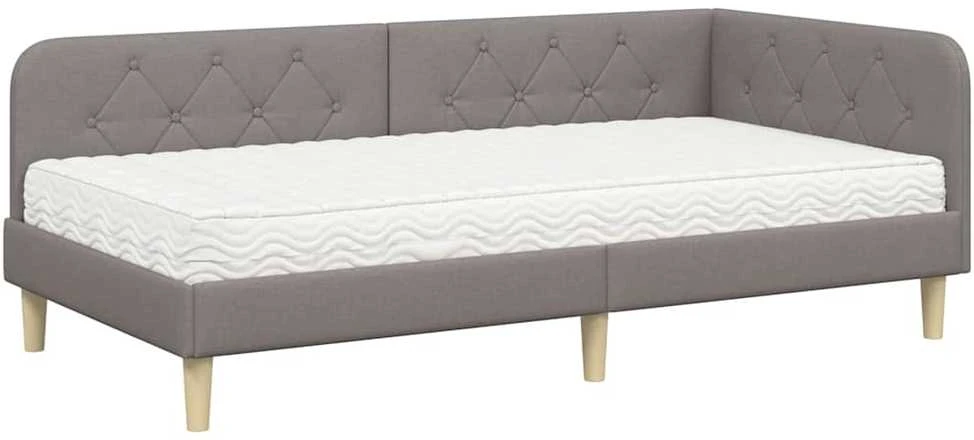 Lova Kampinė lovos konstrukcija Taupe 90 x 190 cm audinys