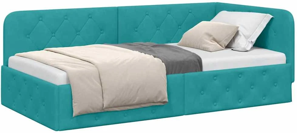 Lova Kampinė lovos konstrukcija Turkio 100 x 200 cm Aksomas