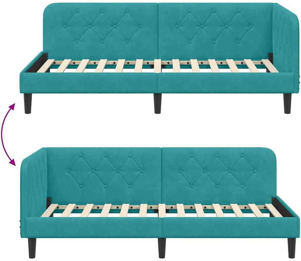 Lova Kampinė lovos konstrukcija Turkio 100 x 200 cm Aksomas