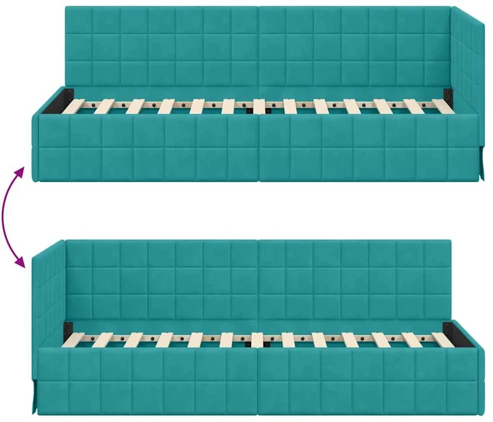 Lova Kampinė lovos konstrukcija Turkio 80 cm x 200 cm Aksomas