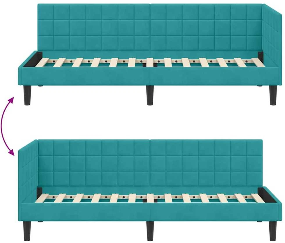 Lova Kampinė lovos konstrukcija Turkio 80 cm x 200 cm Aksomas