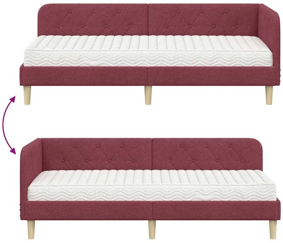 Lova Kampinė lovos konstrukcija Vyno raudona 80 x 200 cm audinys