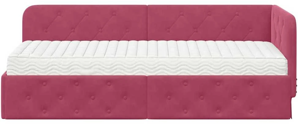 Lova Kampinė lovos konstrukcija Vyno raudona 80 x 200 cm Aksomas