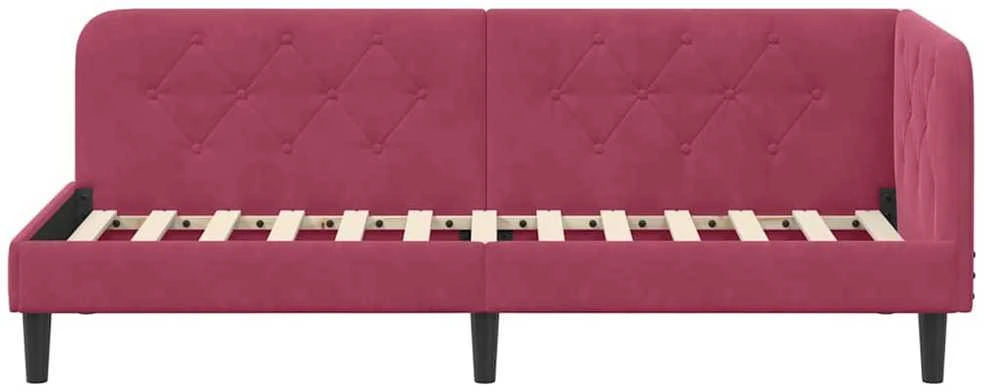 Lova Kampinė lovos konstrukcija Vyno raudona 80 x 200 cm Aksomas