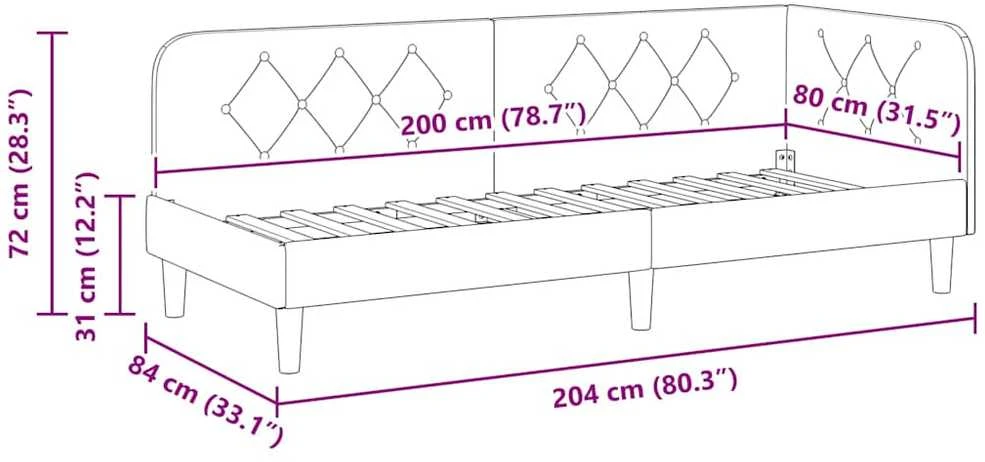 Lova Kampinė lovos konstrukcija Vyno raudona 80 x 200 cm audinys