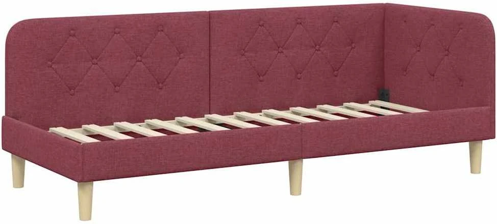 Lova Kampinė lovos konstrukcija Vyno raudona 80 x 200 cm audinys