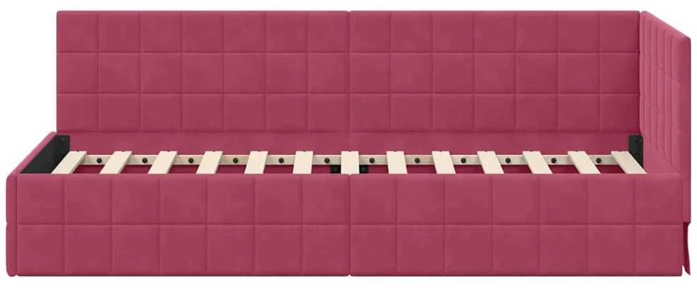 Lova Kampinė lovos konstrukcija Vyno raudona 80 cm x 200 cm Aksomas