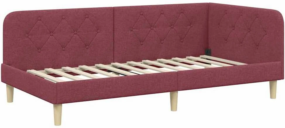 Lova Kampinė lovos konstrukcija Vyno raudona 90 x 200 cm audinys