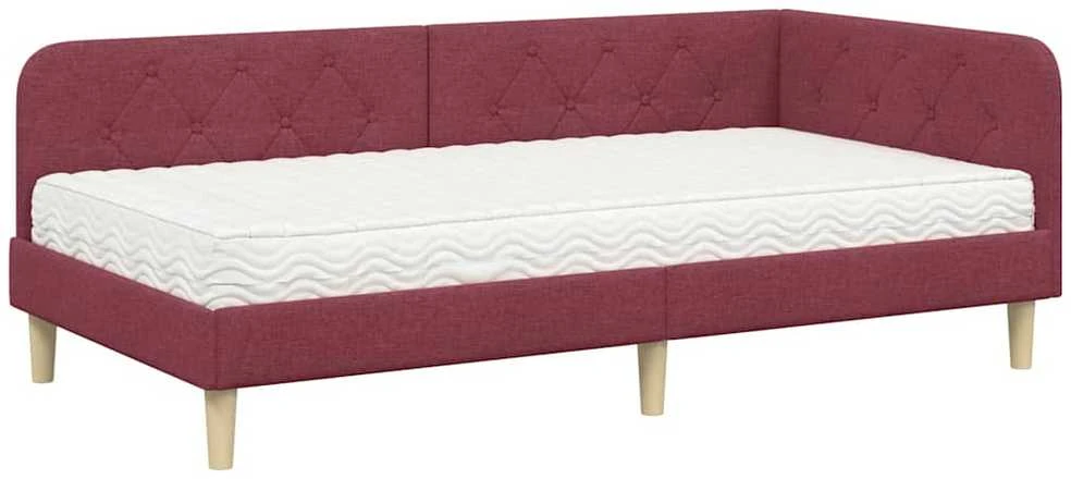 Lova Kampinė lovos konstrukcija Vyno raudona 100 x 200 cm audinys