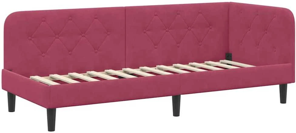 Lova Kampinė lovos konstrukcija Vyno raudona 80 x 200 cm Aksomas