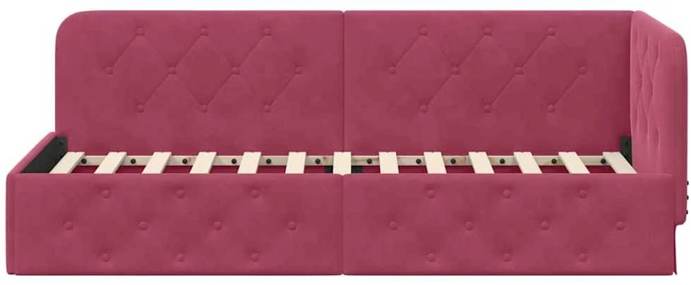 Lova Kampinė lovos konstrukcija Vyno raudona 80 x 200 cm Aksomas