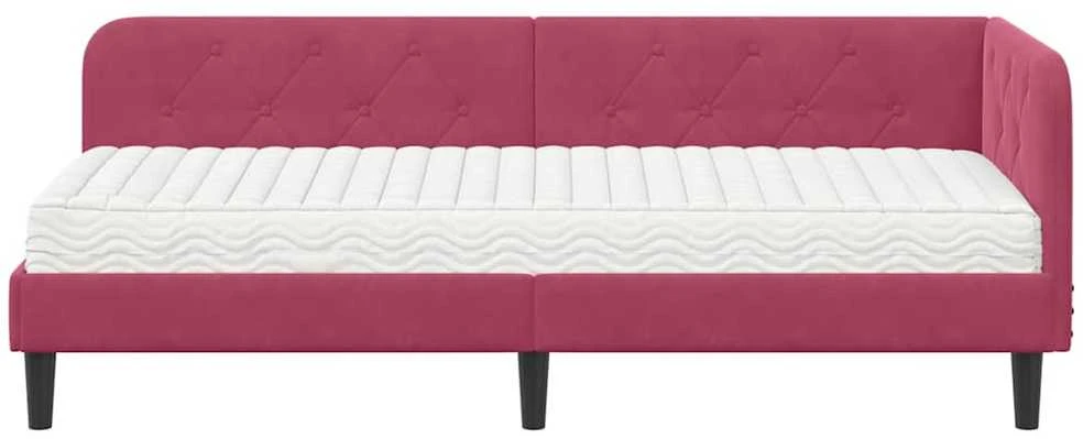 Lova Kampinė lovos konstrukcija Vyno raudona 80 x 200 cm Aksomas
