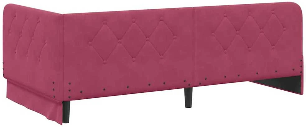 Lova Kampinė lovos konstrukcija Vyno raudona 90 x 200 cm Aksomas
