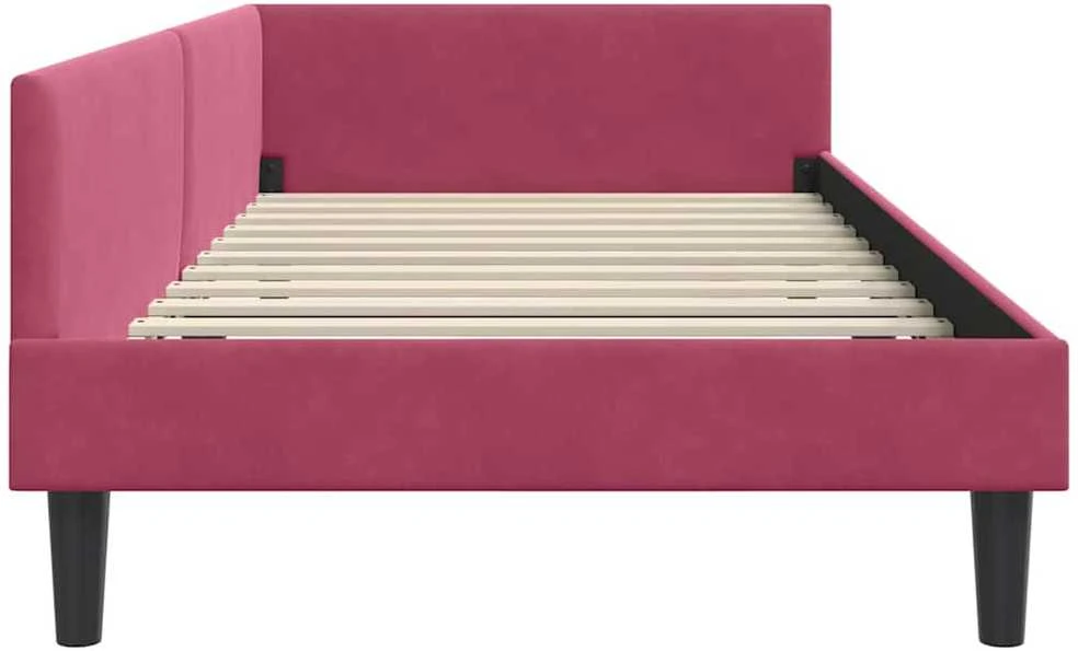 Lova Kampinė lovos konstrukcija Vyno raudona 90 cm x 190 cm Aksomas